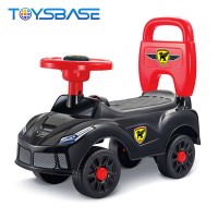 4 Wheel Walker Car With Backrest Plastic Cartoon Ride On Baby Car